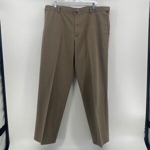 Dockers Classic Fit D3 Mens Chino Pants Tan Brown 40x34 Flat Front Cotton Blend